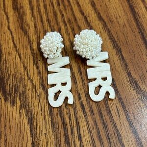 White Beaded MRS Earrings